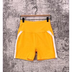 Beyond Yoga Biker Shorts Large Womens Yellow Gold Spacedye High Rise Athletic